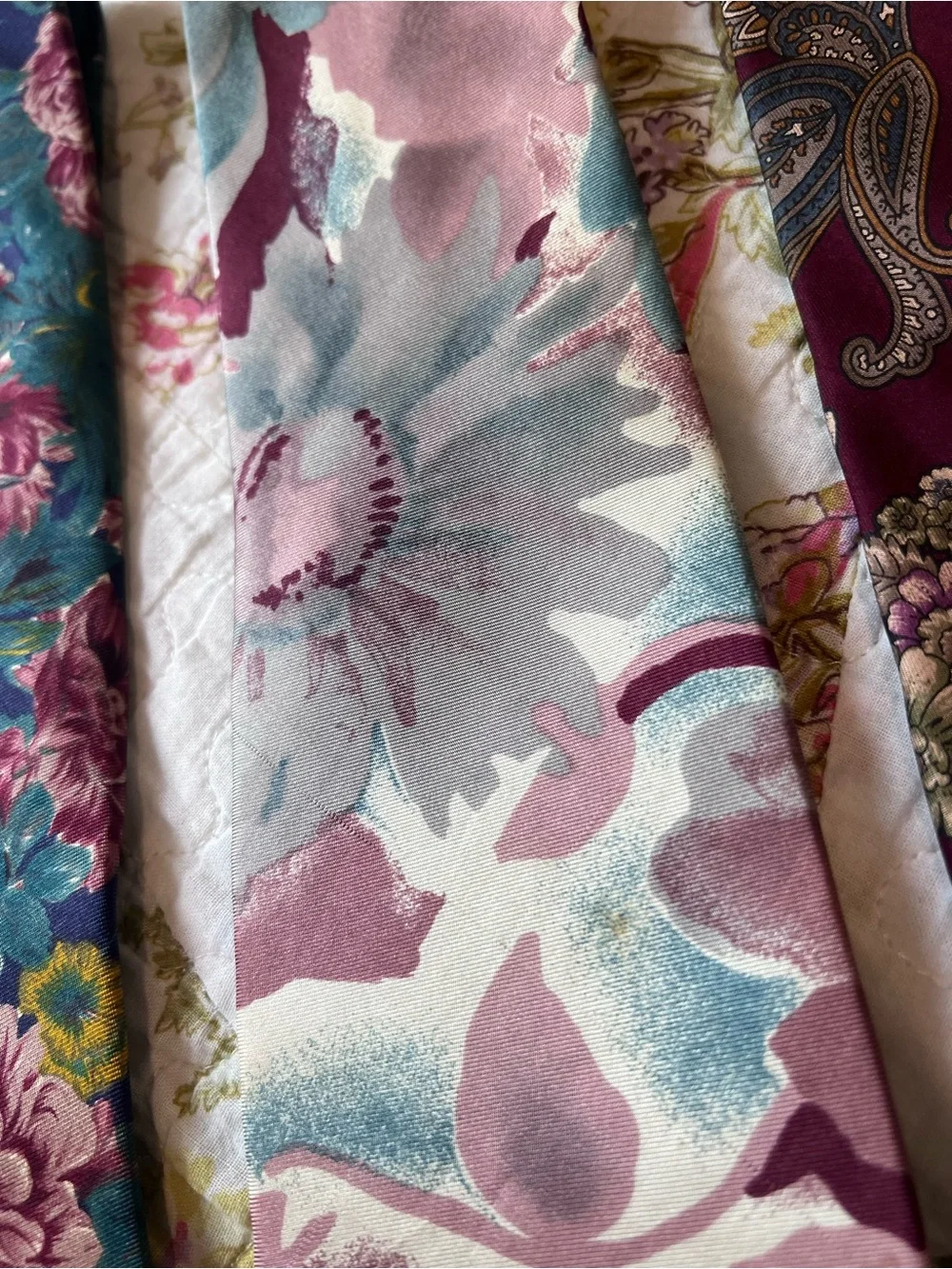 Vintage Silk Tie Lot 3pc Bill Blass Zylos Hanover St Floral Paisley Bundle